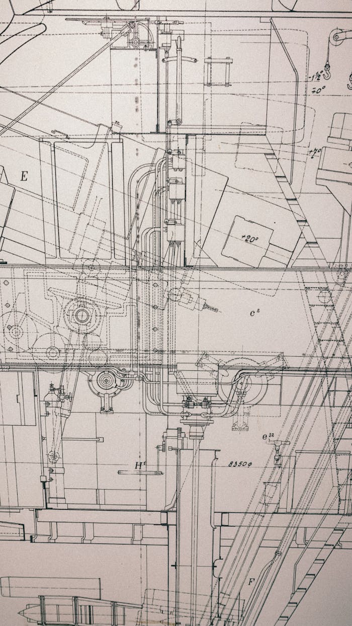 Close-up view of a detailed architectural blueprint showing precise construction plans.
